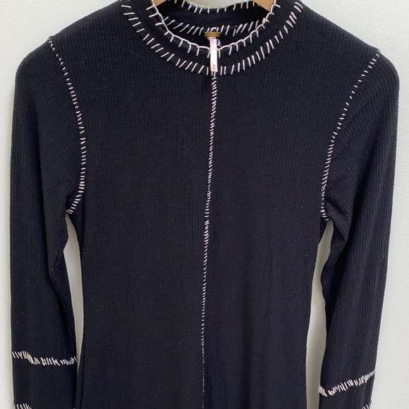 Free People Black Dress with Cream Stitching, Medium - Picture 5 of 12